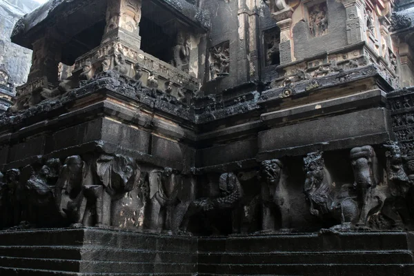 Ellora Kailasa Harikası Mağaralar Kaya Yekpare Tapınağı Hindistan Ağustos 2018 — Stok fotoğraf