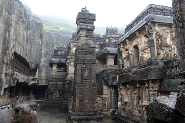 Kailasa Tapınağı Ellora Unbeliavable Ayrıntılarını Mağaralar Kaya Yekpare Tapınağı Hindistan — Stok fotoğraf