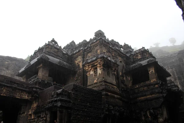 Kailasa Tapınağı Ellora Unbeliavable Ayrıntılarını Mağaralar Kaya Yekpare Tapınağı Hindistan — Stok fotoğraf