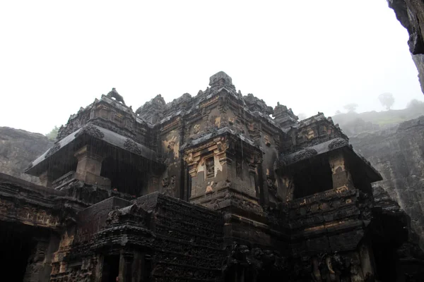 Kailasa Tapınağı Ellora Unbeliavable Ayrıntılarını Mağaralar Kaya Yekpare Tapınağı Hindistan — Stok fotoğraf