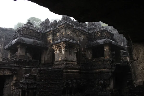 エローラ石窟のカイラーサ寺院の Unbeliavable 詳細の洞窟 岩のモノリシック寺 インドでは 撮影した 2018年 — ストック写真