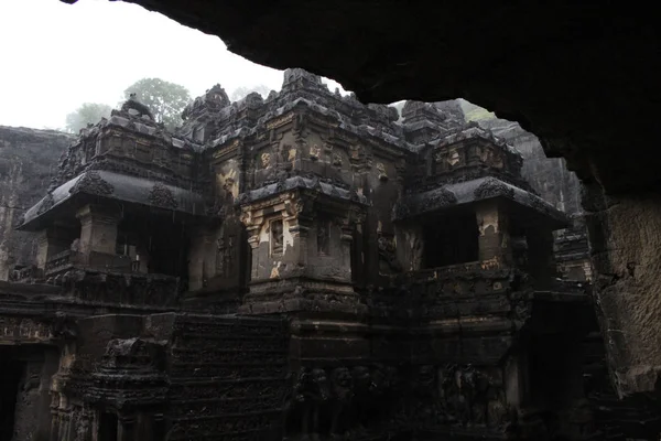 Kailasa Tapınağı Ellora Unbeliavable Ayrıntılarını Mağaralar Kaya Yekpare Tapınağı Hindistan — Stok fotoğraf