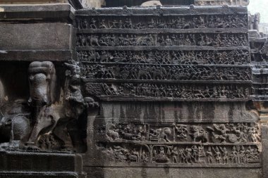 Ellora Kailasa harikası mağaralar, kaya yekpare Tapınağı. Hindistan, Ağustos 2018 alınan.