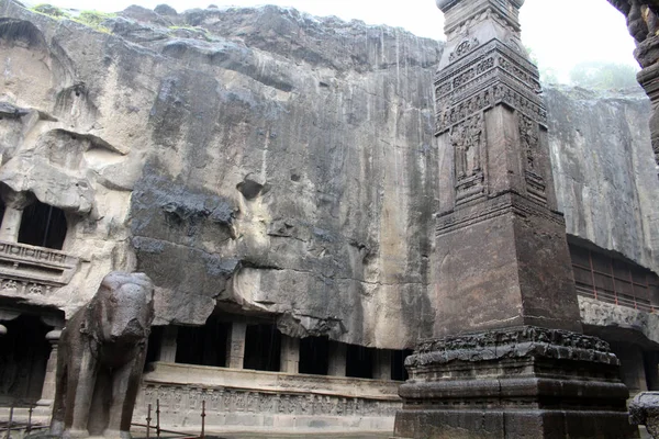 Maravilla Kailasa Las Cuevas Ellora Templo Monolítico Cortado Roca Tomado — Foto de Stock