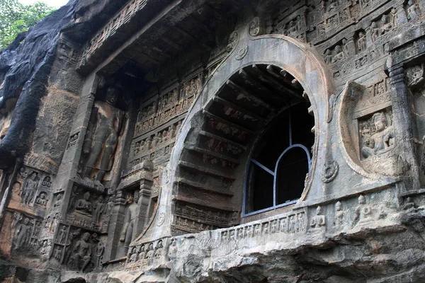Ajanta mağaraları harikası, kaya Budist anıtlar. Hindistan, Ağustos 2018 alınan.