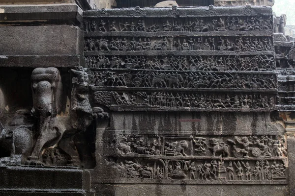 Ellora Kailasa Harikası Mağaralar Kaya Yekpare Tapınağı Hindistan Ağustos 2018 — Stok fotoğraf