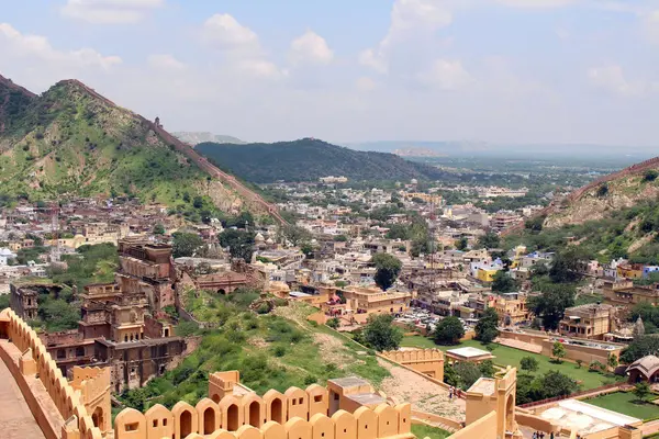 Fuerte Amber Con Vistas Ciudad Amer Tomado India Agosto 2018 — Foto de Stock