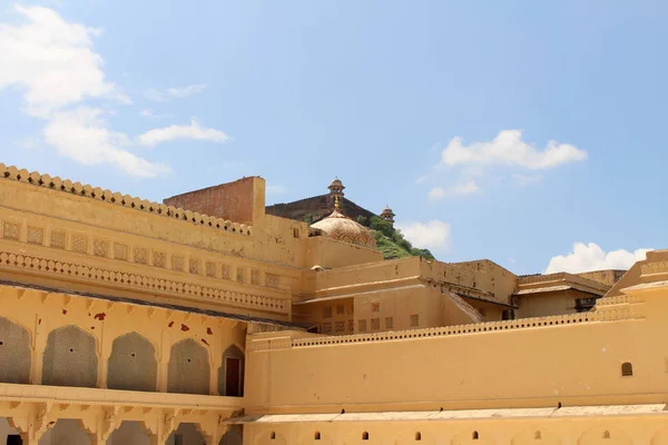 Details Van Ingewikkelde Gravures Rond Amer Amber Fort Genomen India — Stockfoto