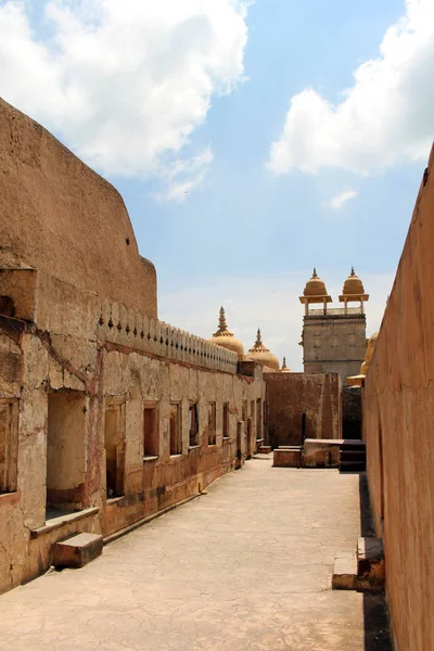 Das Detail Der Amer Oder Bernstein Festung Jaipur Eine Von — Stockfoto