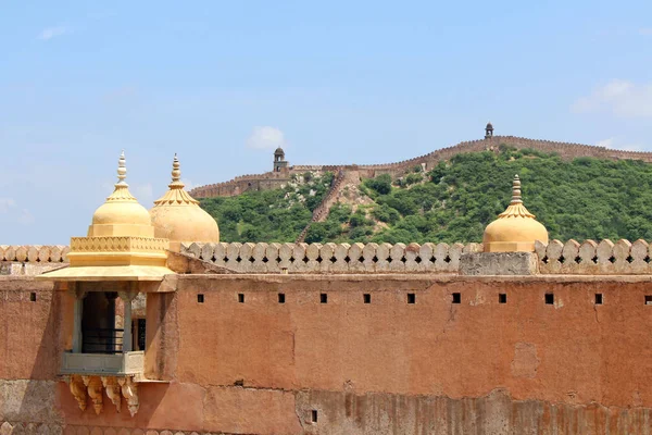 Amer Amber Ayrıntılarını Jaipur Kalede Hill Altı Rajasthan Forts Biri — Stok fotoğraf