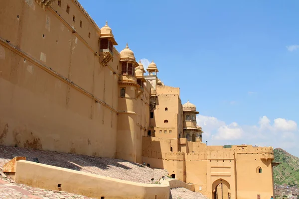 Das Detail Der Amer Oder Bernstein Festung Jaipur Eine Von — Stockfoto