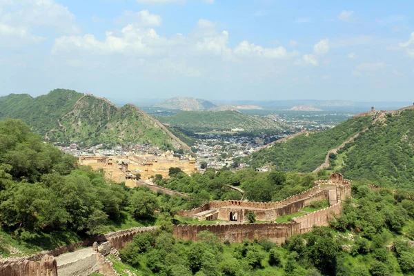 Fuerte Jaigarh Con Vistas Fuerte Amer Ciudad Jaipur Tomado India — Foto de Stock