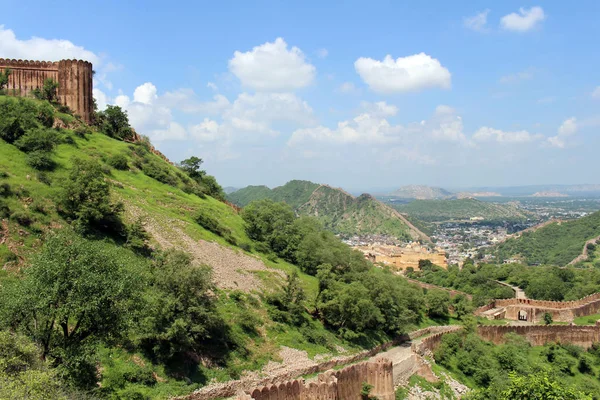 Fuerte Jaigarh Con Vistas Fuerte Amer Ciudad Jaipur Tomado India — Foto de Stock