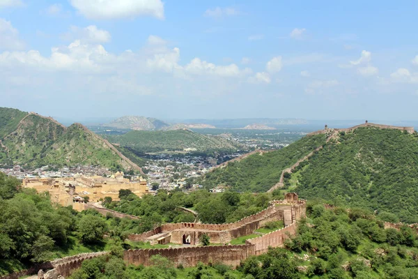 Den Jaigarh Fort Med Utsikt Över Amer Fort Och Stan — Stockfoto