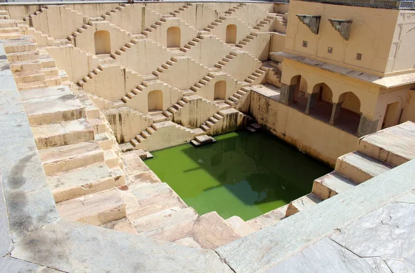 Den Unika Arkitekturen Stepwell Kallas Panna Meena Kund Runt Amer — Stockfoto