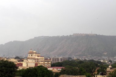 Hawa Mahal Jaipur şehrinde çatı terasından manzara. Hindistan, Ağustos 2018 alınan.