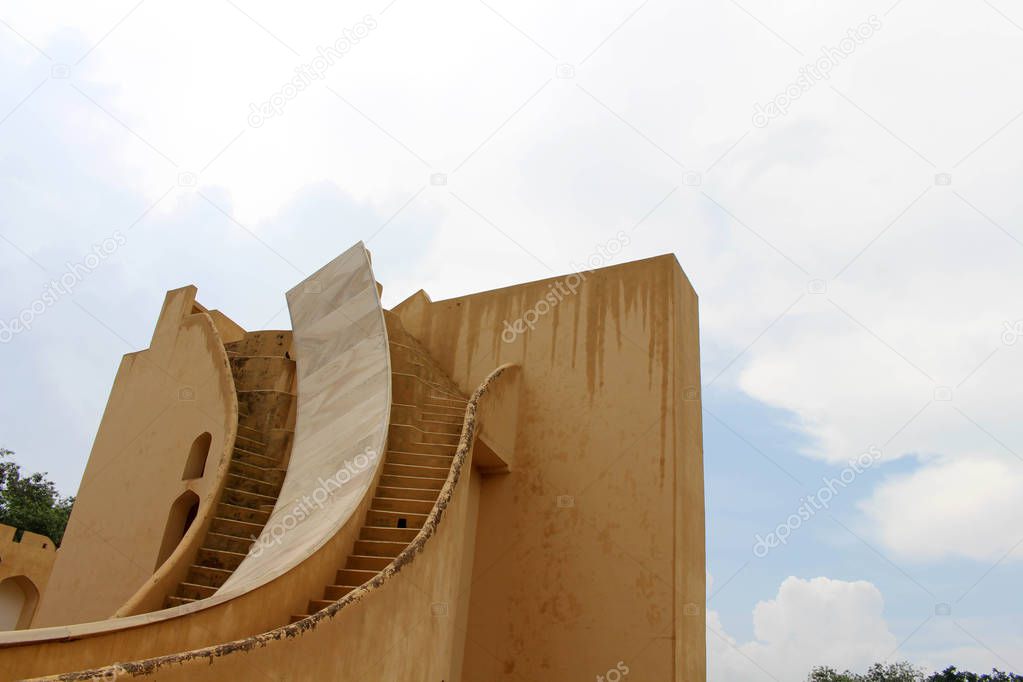 Jantar Mantar Observatory in Jaipur, it has some architectural astronomical instruments. Taken in India, August 2018.