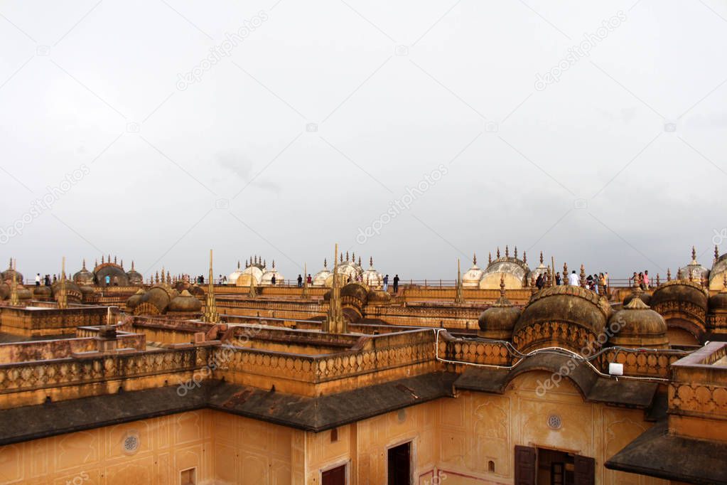 The roof terrace of Nahargarh Fort on the hill in Jaipur. Taken in India, August 2018.