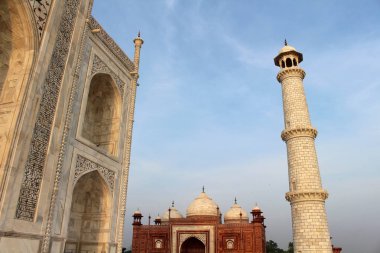 Tac Mahal'i Agra mimarisini ayrıntıları. Hindistan, Ağustos 2018 alınan.