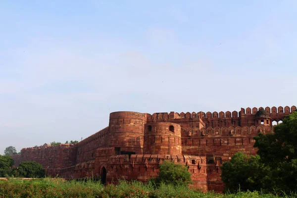 Entrada Alrededor Poderosa Fortaleza Roja Agra Monumento Hermana Taj Mahal —  Fotos de Stock