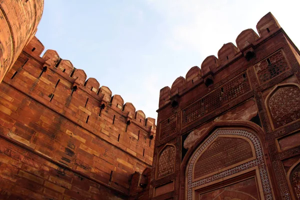 Entrada Alrededor Poderosa Fortaleza Roja Agra Monumento Hermana Taj Mahal —  Fotos de Stock