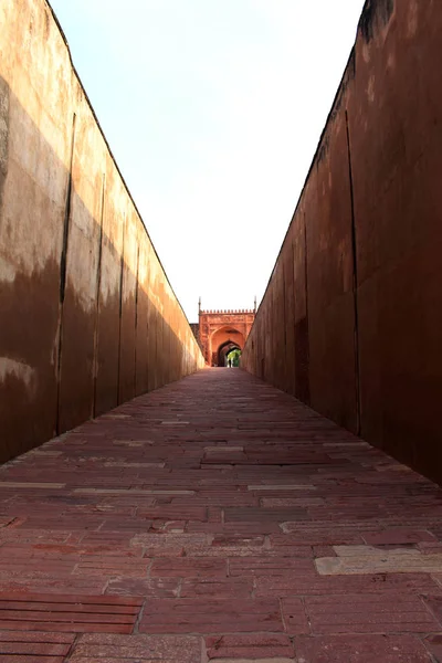 Entrada Alrededor Poderosa Fortaleza Roja Agra Monumento Hermana Taj Mahal —  Fotos de Stock