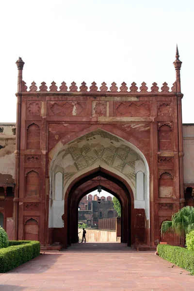 Nádherný Detail Architektury Uvnitř Komplexu Pevnosti Agra Přijata Indii Srpen — Stock fotografie