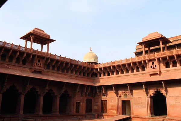 Arquitetura Pátios Jardins Dentro Complexo Agra Fort Tomado Índia Agosto — Fotografia de Stock