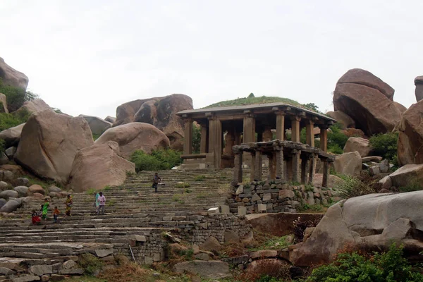 Templo Pie Matanga Hill Hay Otro Templo Encima Tomado Hampi — Foto de Stock