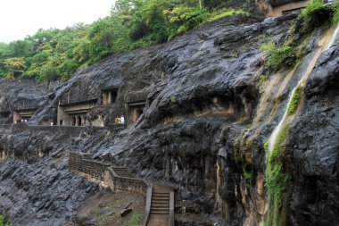 Ajanta mağaraları harikası, kaya Budist anıtlar. Hindistan, Ağustos 2018 alınan.
