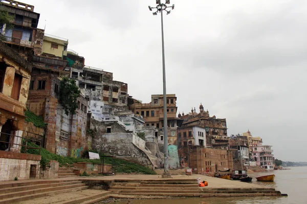 Перевод Scenery Varanasi Ghats Ganges Сделано Индии Август 2018 — стоковое фото