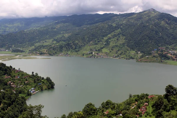 Pokhara Cidade Lago Phewa Como Visto Caminho Para Pagode Paz — Fotografia de Stock