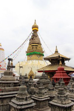 Çeviri: Swayambhunath Stupa (ve onun eyes) etrafında veya Kathmandu maymun Tapınağı. Nepal'de, Ağustos 2018 alınan.