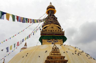 Çeviri: Swayambhunath Stupa (ve onun eyes) etrafında veya Kathmandu maymun Tapınağı. Nepal'de, Ağustos 2018 alınan.