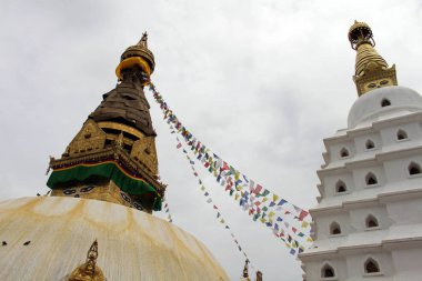 Çeviri: Swayambhunath Stupa (ve onun eyes) etrafında veya Kathmandu maymun Tapınağı. Nepal'de, Ağustos 2018 alınan.