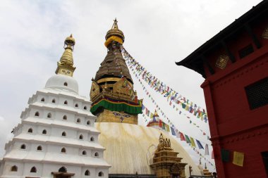 Çeviri: Swayambhunath Stupa (ve onun eyes) etrafında veya Kathmandu maymun Tapınağı. Nepal'de, Ağustos 2018 alınan.