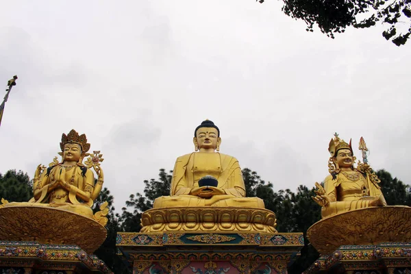 Gouden Boeddhabeelden Stoepa Amideva Park Foothill Van Swayambhunath Genomen Kathmandu — Stockfoto