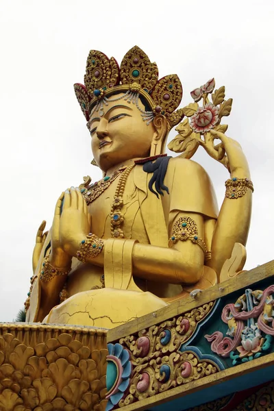 Statue Buddha Dorate Stupa Parco Amideva Piedi Dello Swayambhunath Preso — Foto Stock