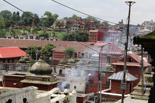 Kremaci Rituál Jednom Ghat Kolem Pashupatinath Temple Kathmandu Přijata Nepálu — Stock fotografie
