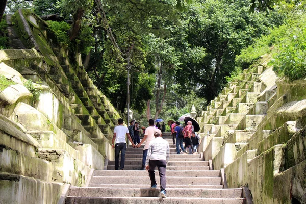 Merdiven Kathmandu Pashupatinath Tapınağı Gidiyor Nepal Ağustos 2018 Alınan — Stok fotoğraf