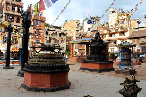 Enjoying Quite Moment One Stupa Close Bustling Patan Durbar Square — Stock Photo, Image
