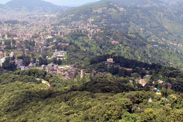 Statyn Gyllene Buddha Sett Från Dhulikhel Hill Tagit Nepal Augusti — Stockfoto