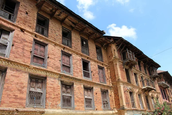 Bir Evin Ilginç Mimarisi Kapı Duvarlar Windows Dhulikhel Eski Şehir — Stok fotoğraf