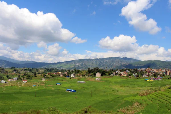 Ricefield Γύρω Από Την Εθνική Οδό Μεταξύ Dhulikhel Και Κατμαντού — Φωτογραφία Αρχείου