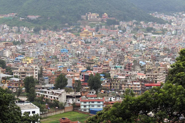 Πόλη Κατμαντού Φαίνεται Από Στούπα Swayambhunath Πάνω Στο Λόφο Λαμβάνονται — Φωτογραφία Αρχείου