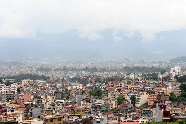 Πόλη Κατμαντού Φαίνεται Από Στούπα Swayambhunath Πάνω Στο Λόφο Λαμβάνονται — Φωτογραφία Αρχείου