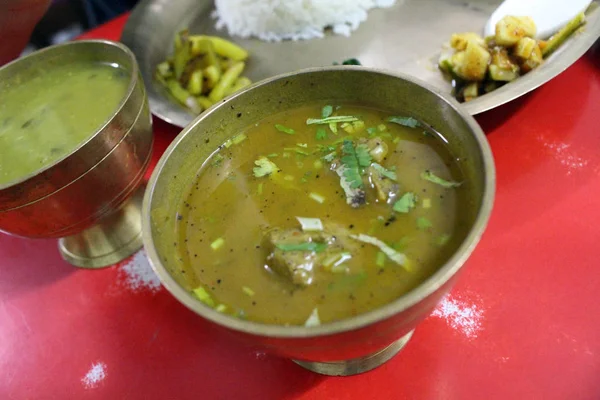 Curry Népalais Servi Avec Des Légumes Soupe Taken Népal Août — Photo