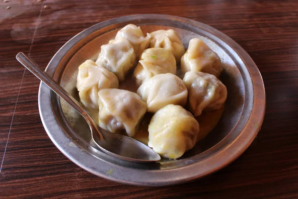 Plate Momo South Asian Tibetan Style Dumpling Taken Bhaktapur Nepal — Stock Photo, Image