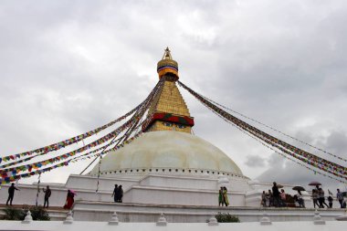 Kathmandu Boudhanath dev muhteşem stupa. Nepal'de, Ağustos 2018 alınan.