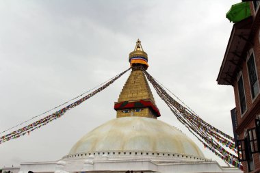 Kathmandu Boudhanath dev muhteşem stupa. Nepal'de, Ağustos 2018 alınan.